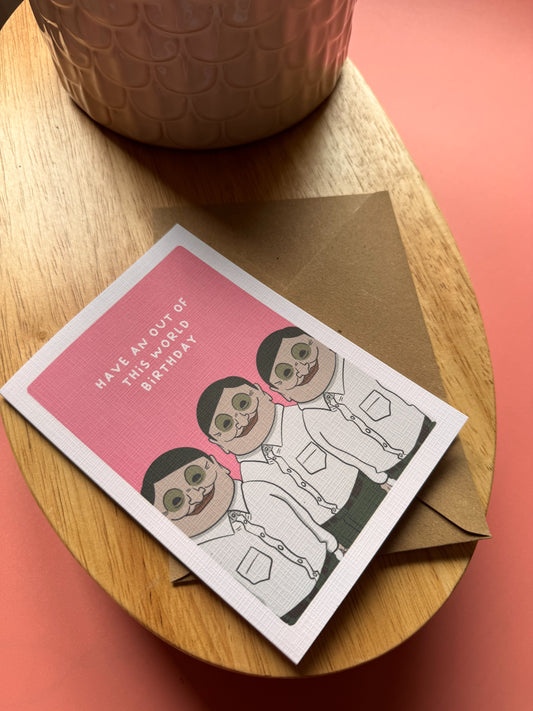 "Out of This World Birthday" - Dandadan Inspired Greeting Card