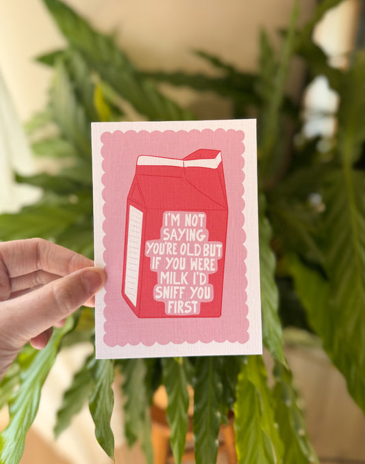 Little Bu Greeting Card - "Milk Carton Birthday" | Funny Age Joke Card | Humorous Birthday Card