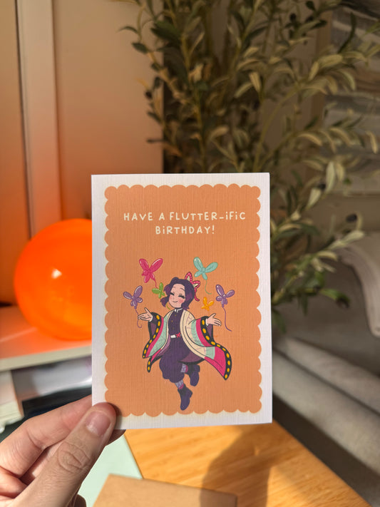 Have a Flutter-ific Birthday! - Shinobu Kocho Insect Hashira Card