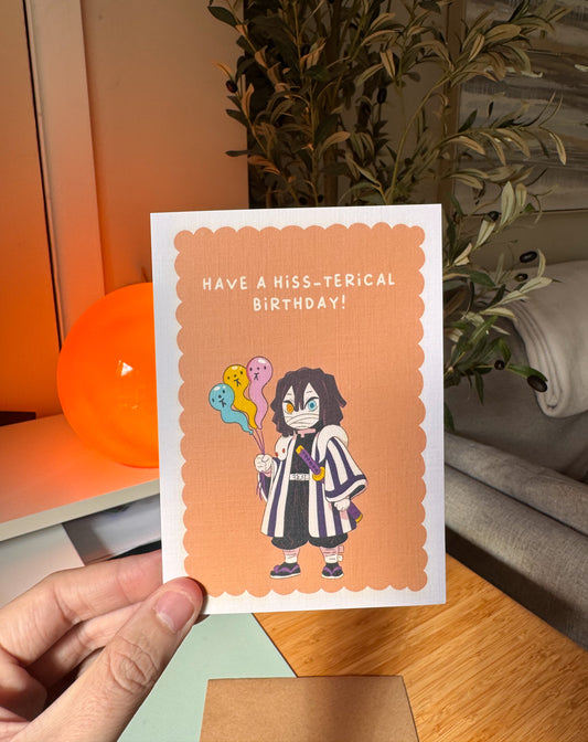 Have a Hiss-terical Birthday! - Obanai Iguro Snake Hashira Card