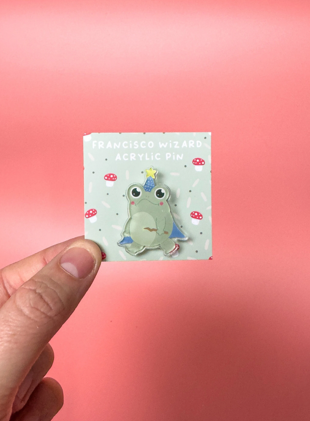 Little Bu Acrylic Pin - "Francisco The Frog" | Cute Kawaii Animal Enamel Pin | Magical Frog Lapel Pin