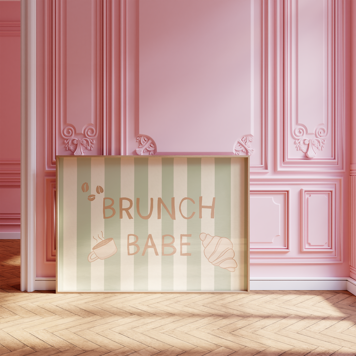 Little Bu Art Print - "Brunch Babe" | Coffee and Croissant Wall Art | Cafe-Inspired Home Decor