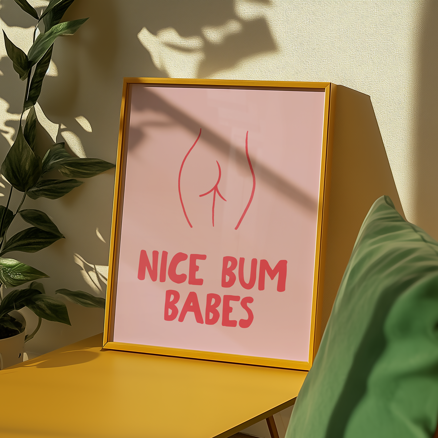 Little Bu Art Print - "Nice Bum Babes" | Cheeky Bathroom Wall Art | Funny Minimalist Decor