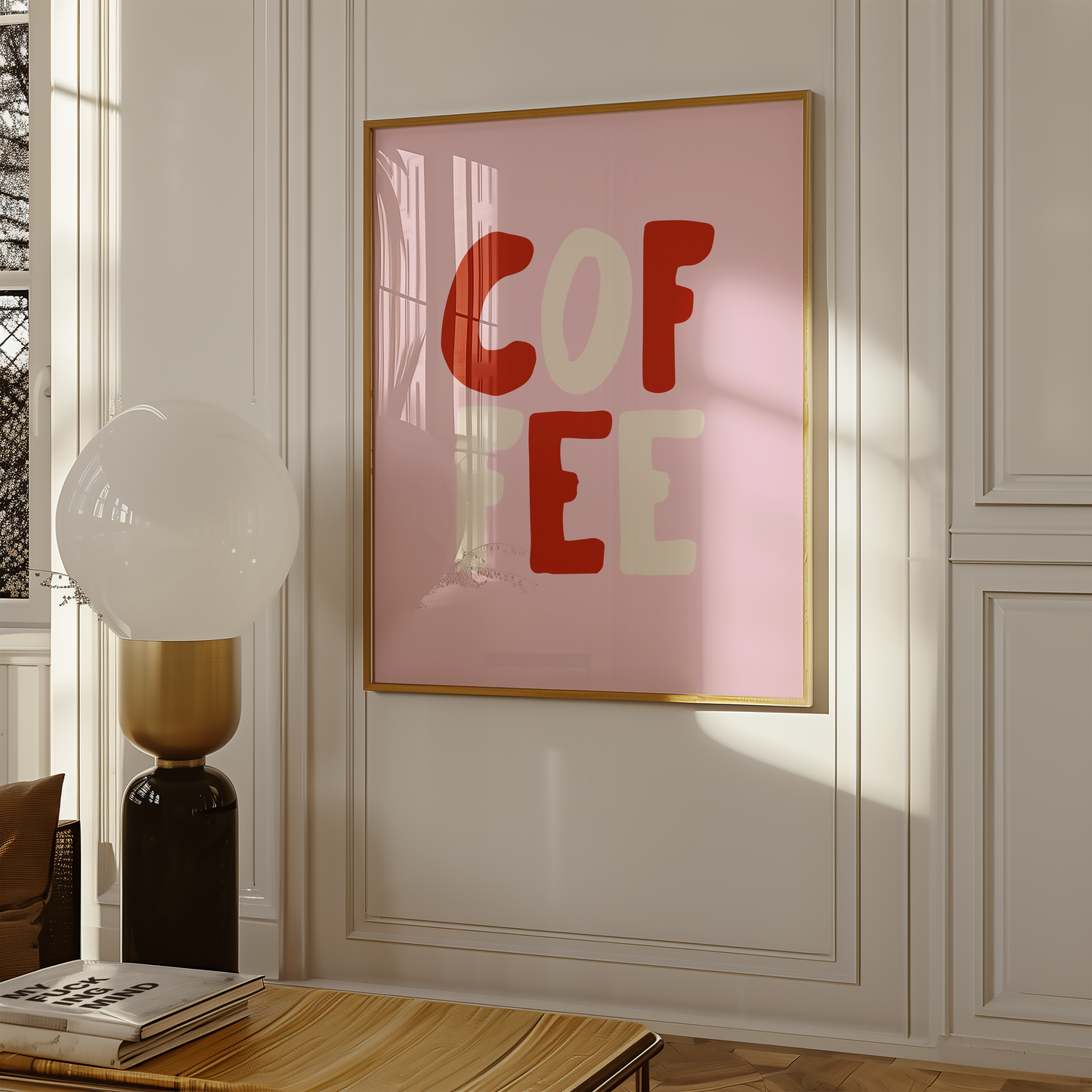 Little Bu Art Print - "Coffee" | Pink & Red Kitchen Typography Print | Modern Home Decor