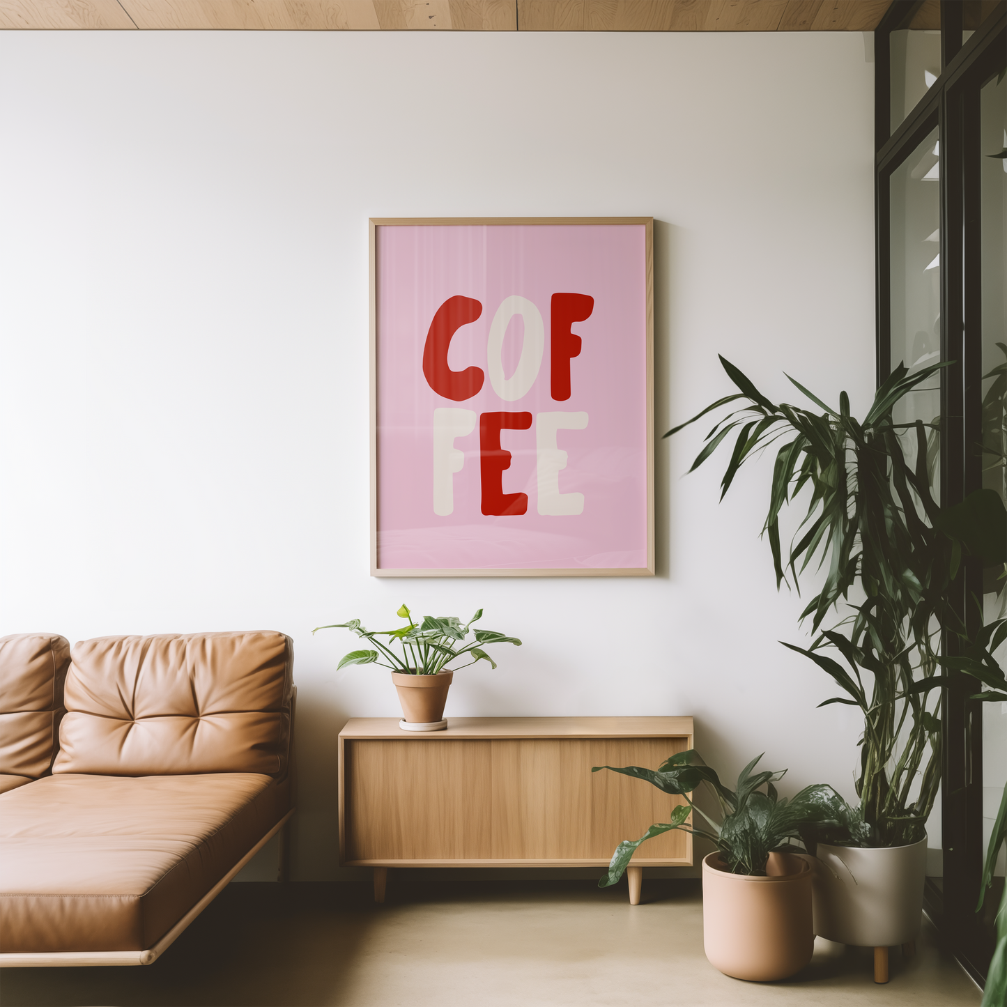 Little Bu Art Print - "Coffee" | Pink & Red Kitchen Typography Print | Modern Home Decor