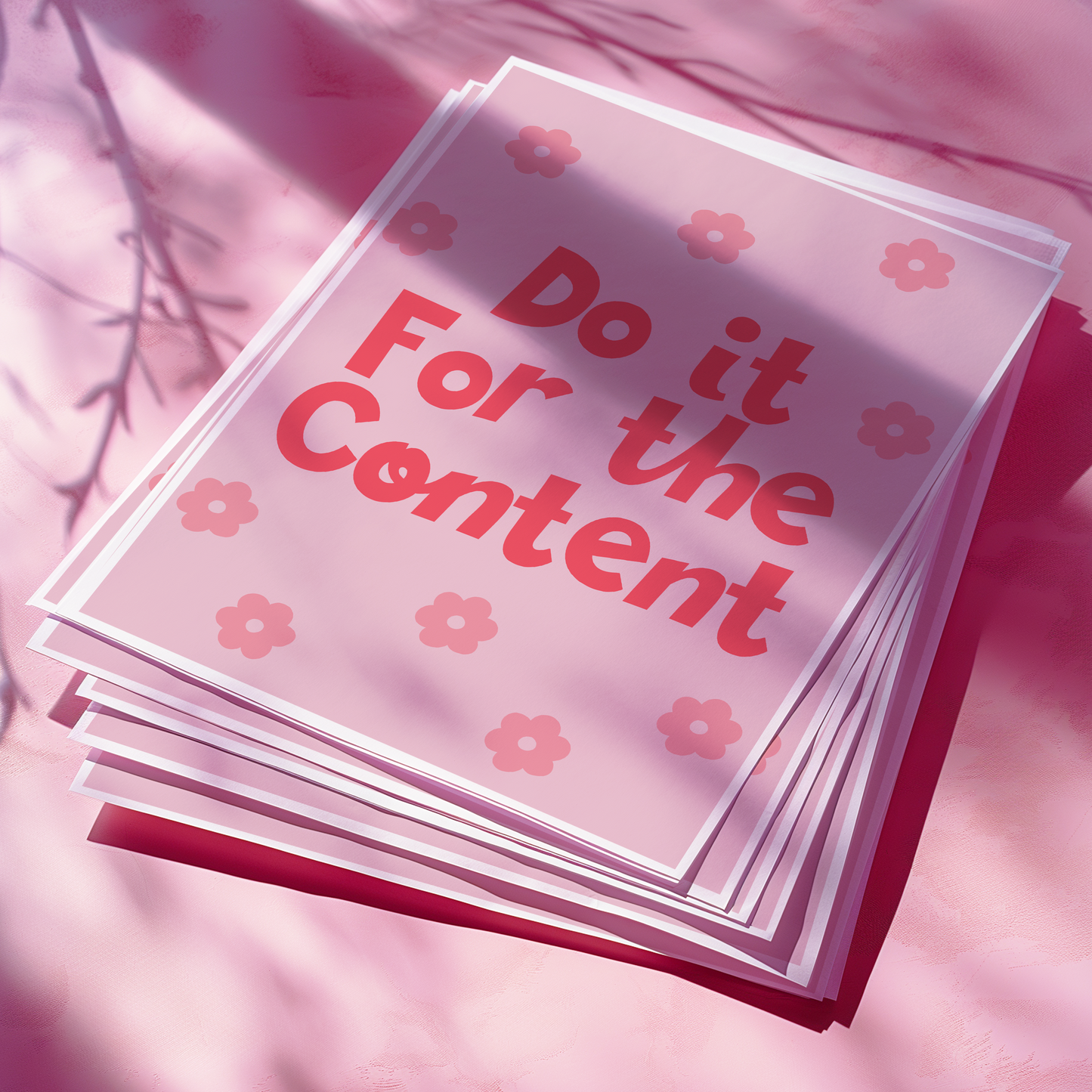Little Bu Art Print - "Do it For the Content" | Social Media Motivational Wall Art | Pink Floral Typography Print