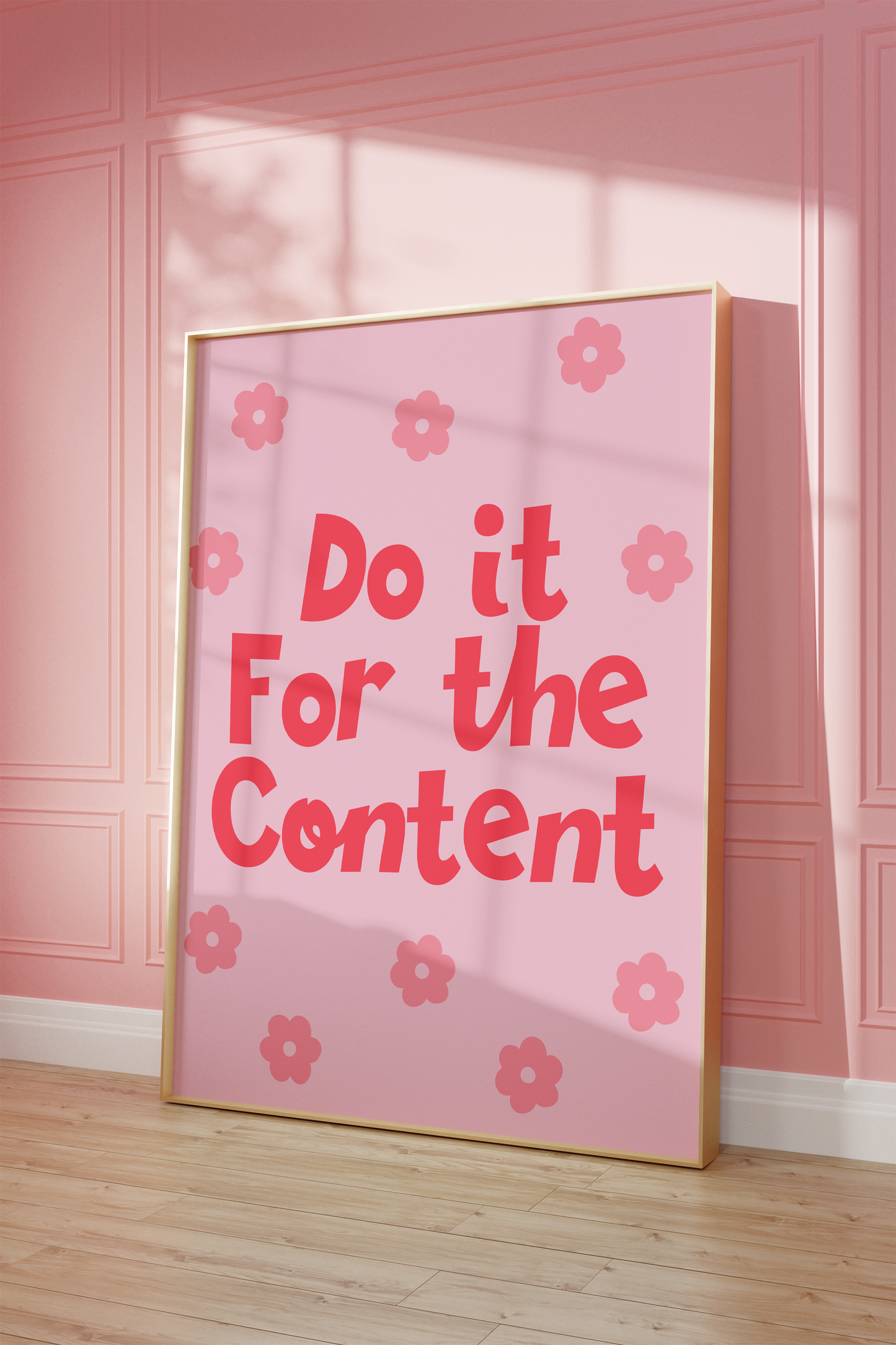 Little Bu Art Print - "Do it For the Content" | Social Media Motivational Wall Art | Pink Floral Typography Print