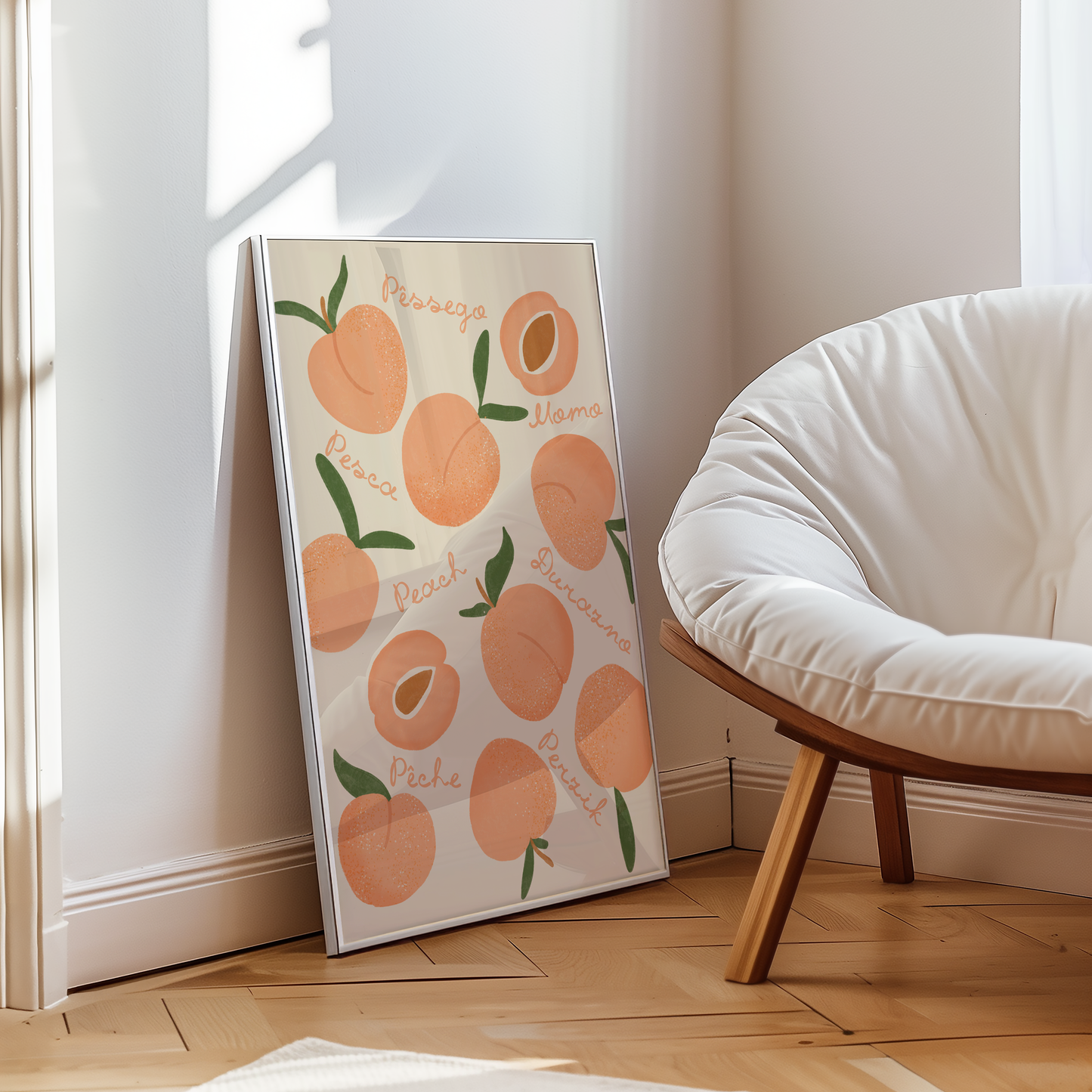 Little Bu Art Print - "Peach Languages" | Fruit Illustration Wall Art | Kitchen and Dining Room Decor