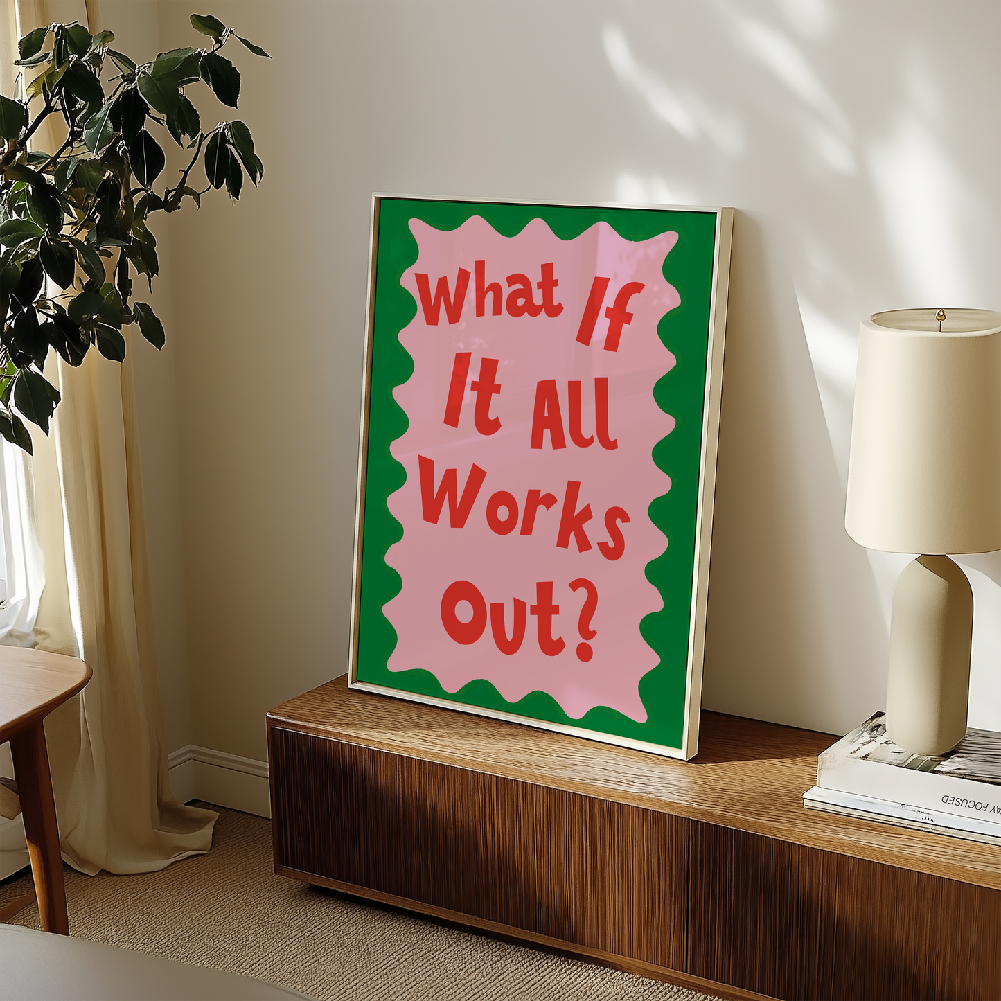 Little Bu Art Print - "What If It All Works Out?" | Motivational Typography Print | Positive Affirmation Wall Art