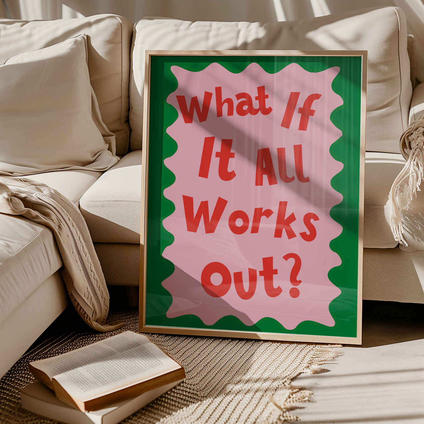 Little Bu Art Print - "What If It All Works Out?" | Motivational Typography Print | Positive Affirmation Wall Art