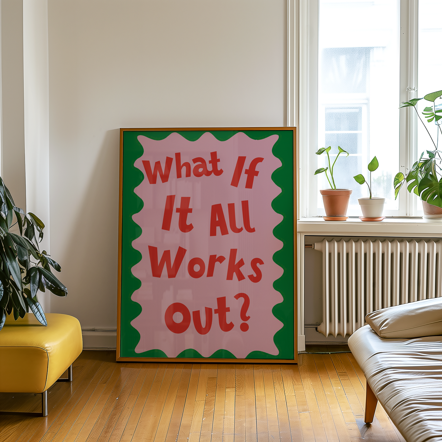 Little Bu Art Print - "What If It All Works Out?" | Motivational Typography Print | Positive Affirmation Wall Art