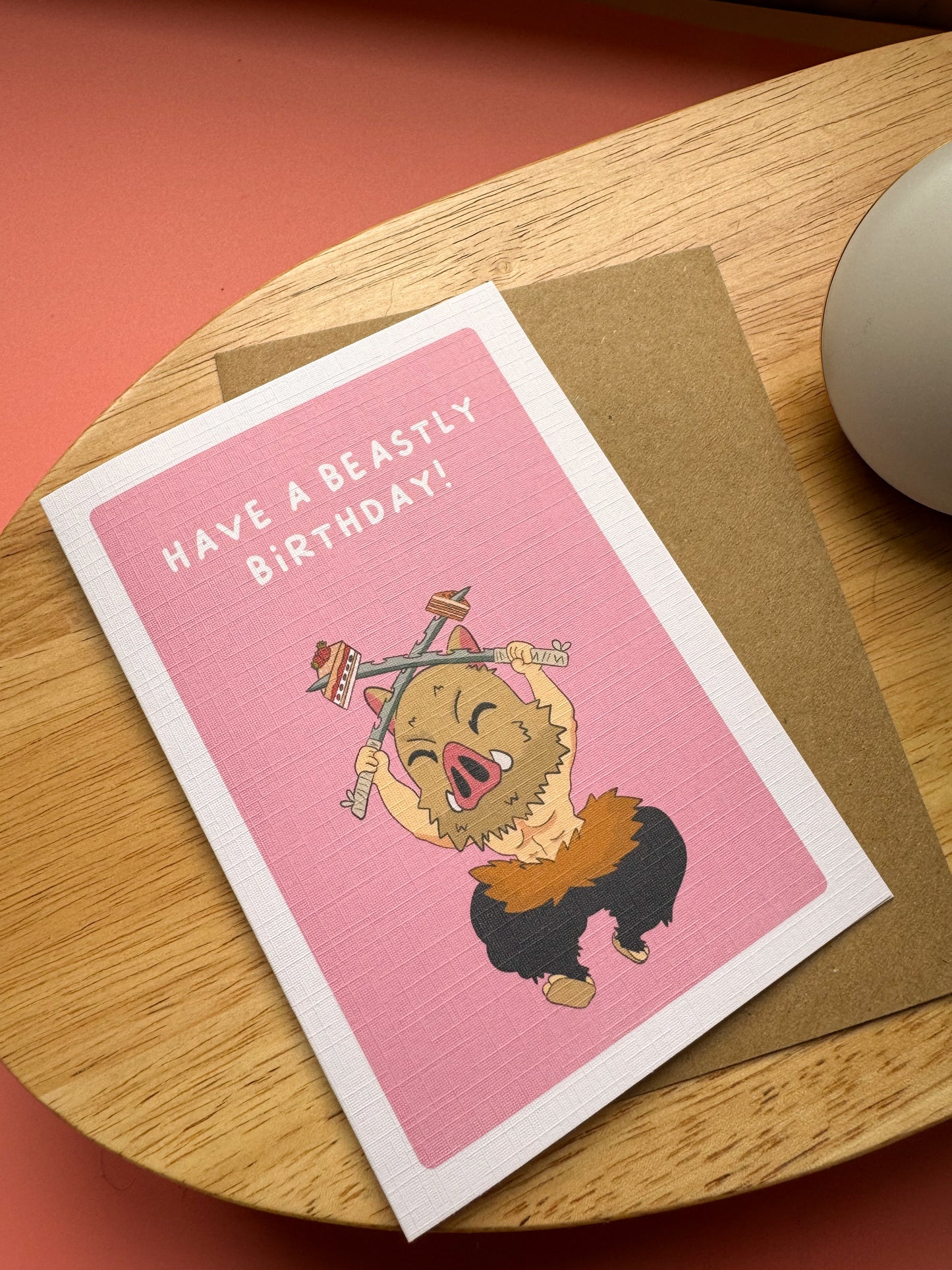 "Have a Beastly Birthday!" - Demon Slayer Inosuke-Inspired Greeting Card