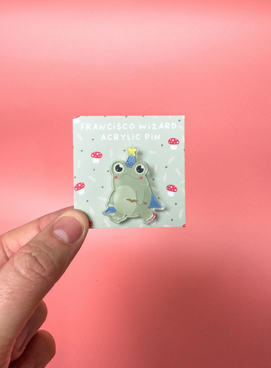 Little Bu Acrylic Pin - "Francisco The Frog" | Cute Kawaii Animal Enamel Pin | Magical Frog Lapel Pin